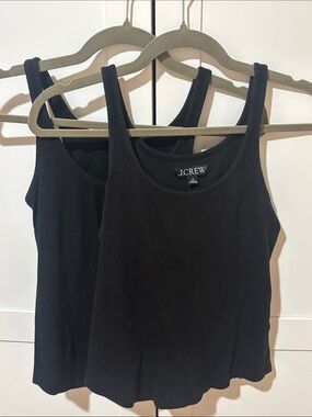 J. Crew Black Ribbed Scoop Neck Tank
